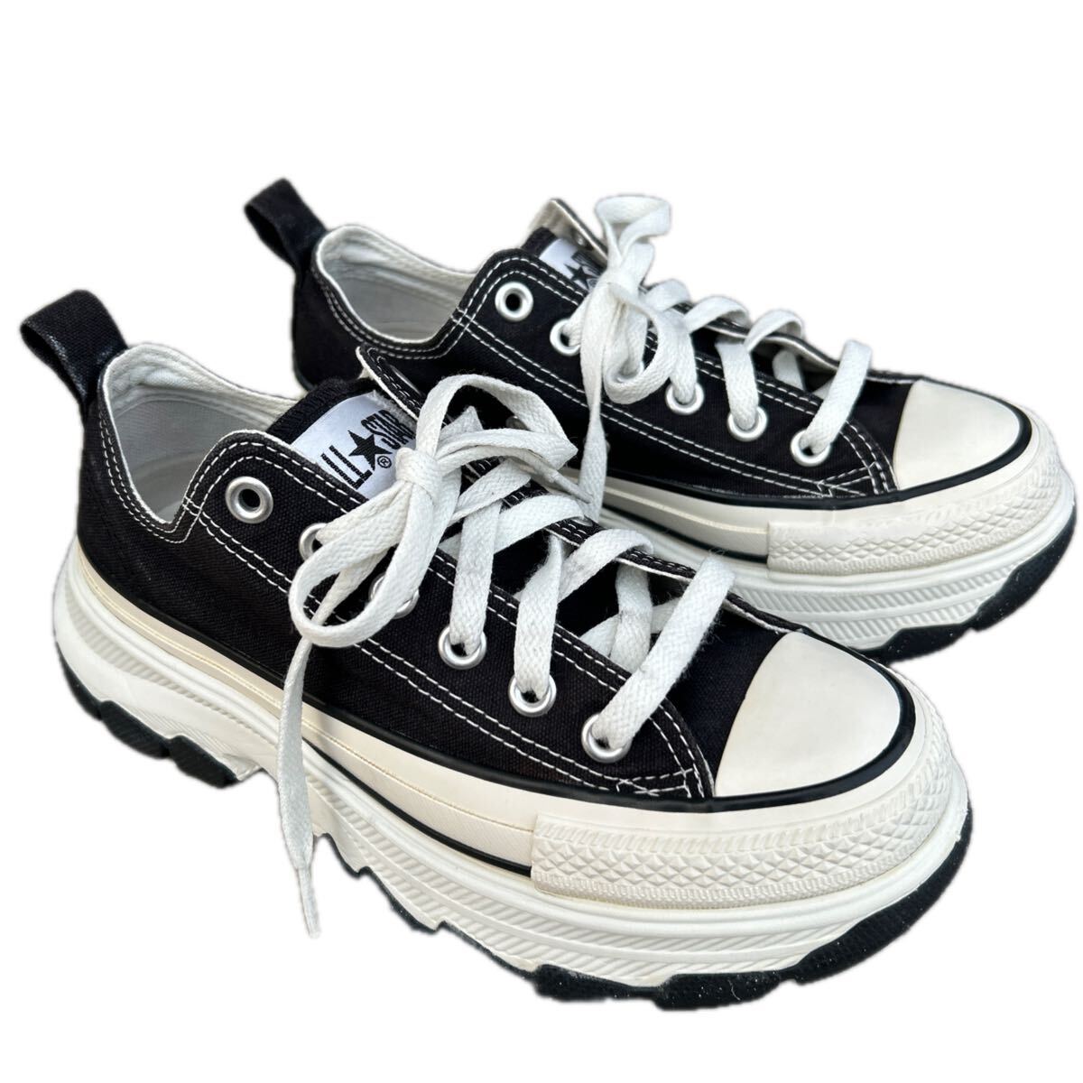 CONVERSE ALL STAR TREKWAVE OX 厚底スニーカー ブラック 23.5cm コンバース拍卖