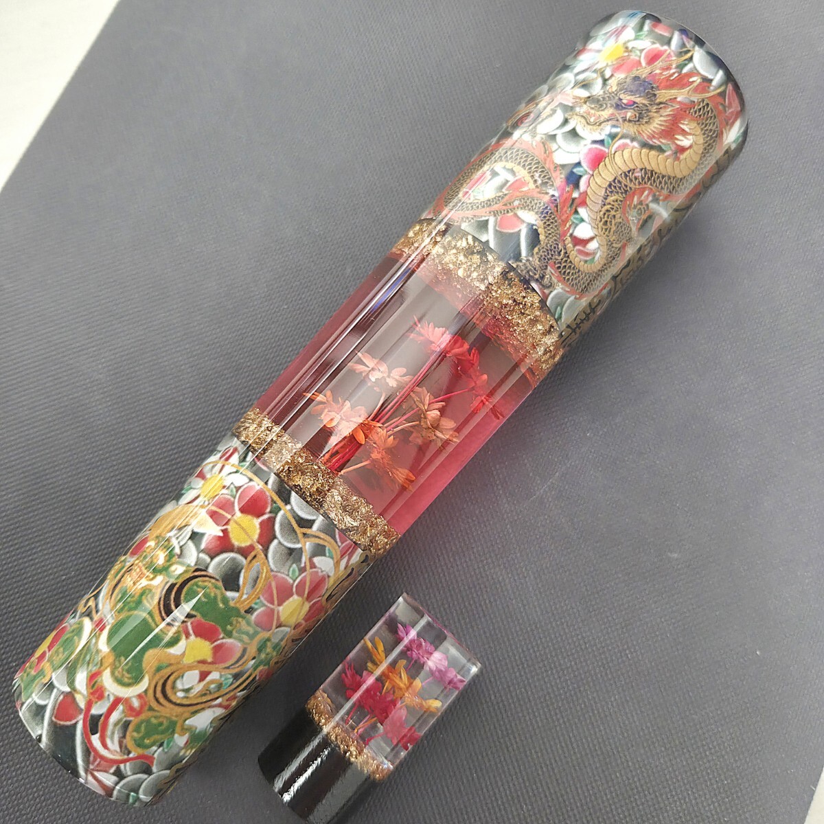 シフトノブ 水中花 トラック 旧車 金箔 軽トラ 和柄 ワンオフ 龍 般若 風神雷神 ミニミニシフトノブセット おまけ 1円スタート拍卖