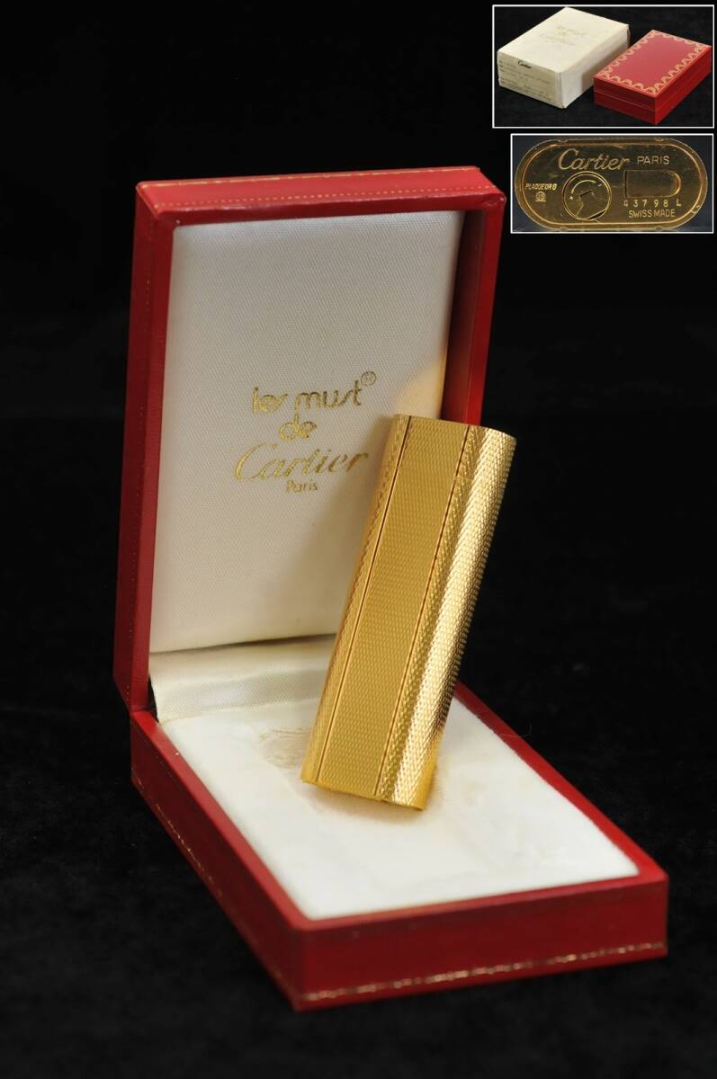 Cartier カルティエ ライター オーバル ゴールド 総柄 元箱 保証書 中古品 33260211-4拍卖