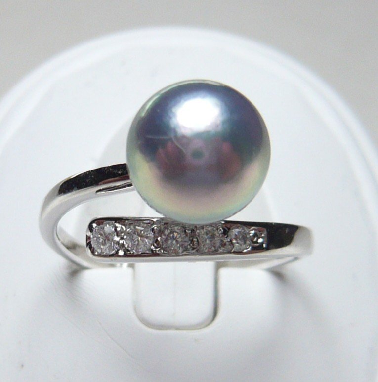 新品★小山真珠★1円~めっちゃめちゃ綺麗!人気商品!絶品カラー!グリーンブルーピンク系大珠あこや本真珠フリーサイズファッションリング拍卖