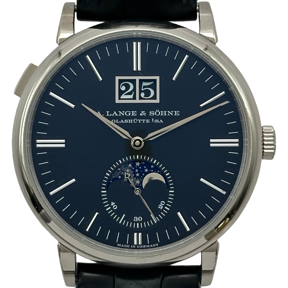 ランゲ&ゾーネ A.LANGE&SOHNE サクソニア ムーンフェイズ 384.029(LSLS3843AV) ブラック ホワイトゴールド 腕時計 メンズ 中古拍卖