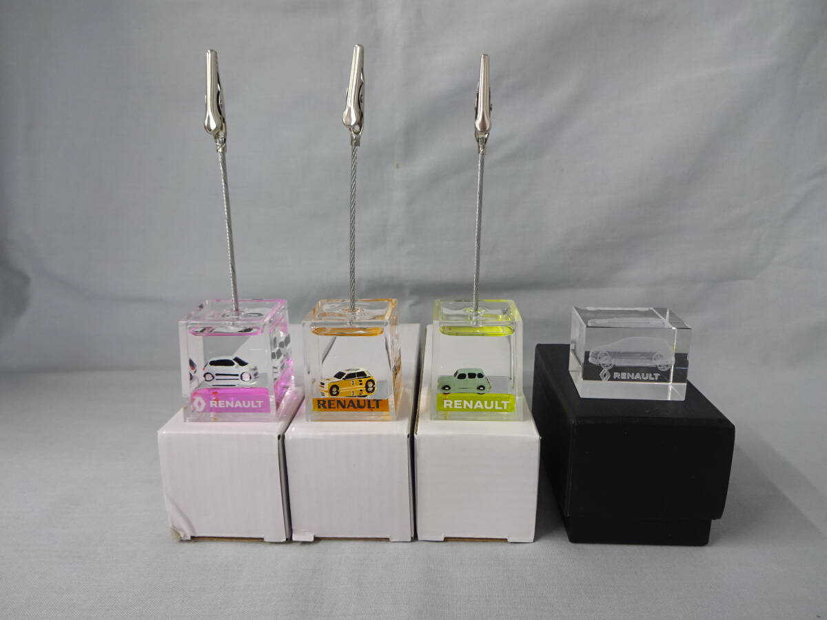 ルノー RENAULT アクアメモホルダー(トゥインゴ)(5ターボ)(4L)計3個 クリスタル置物(メガーヌ)1個 ノベルティ 非売品 ②拍卖