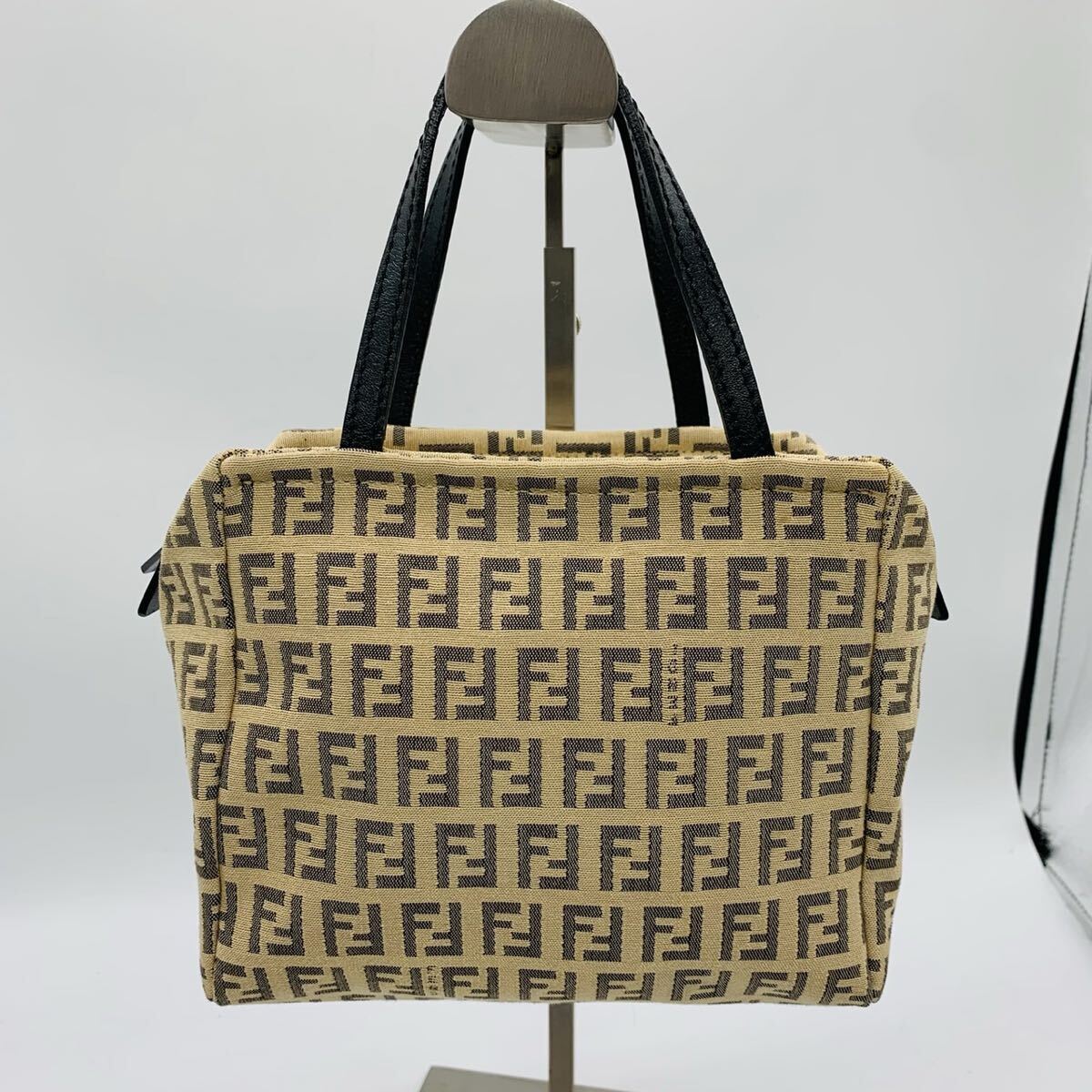 3h27 必見! FENDI フェンディ ズッキーノ ハンドバッグ ミニトートバッグ キャンバス×レザー 251906 拍卖