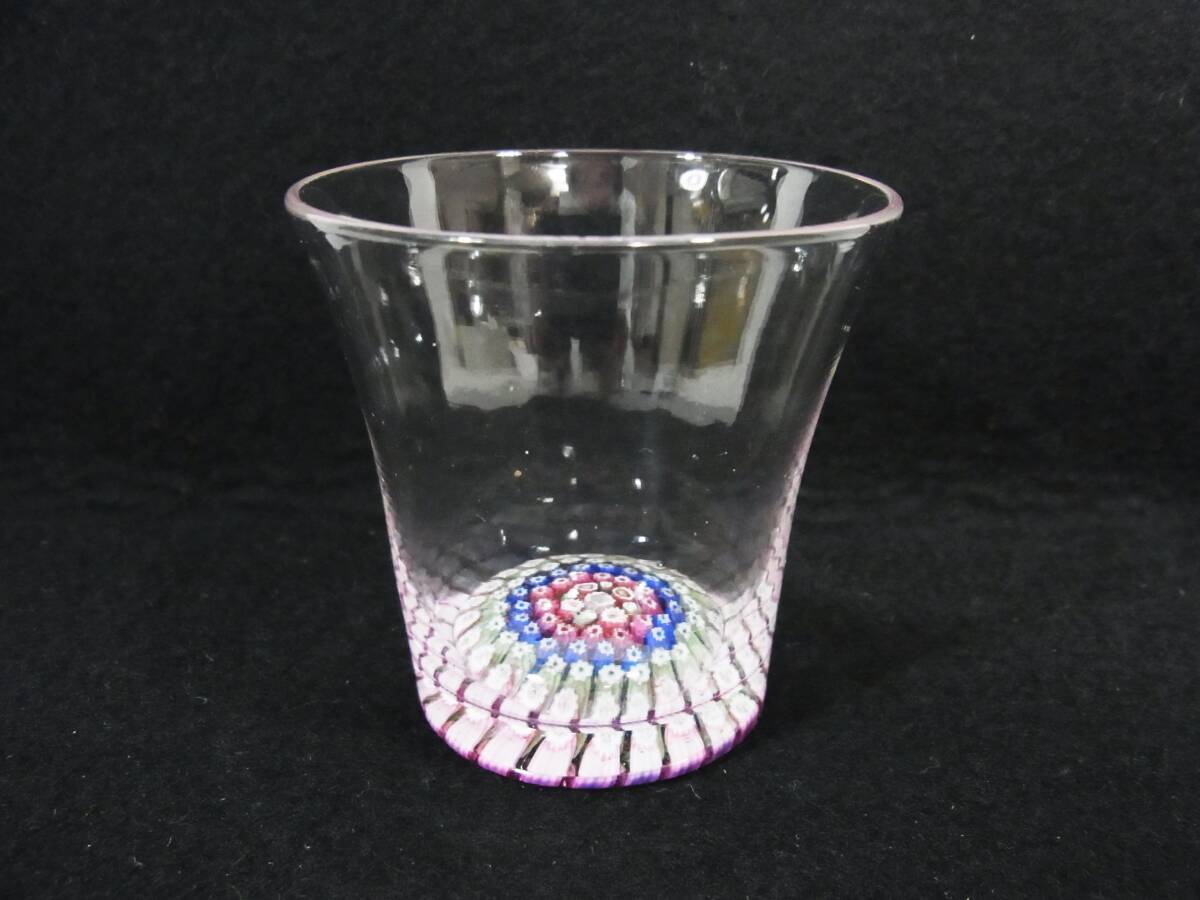 USED ベネチアングラス ミルフィオリ ショットグラス アートグラス イタリアで購入 使用感少/ 食前酒 猪口 ぐい呑 酒器 拍卖