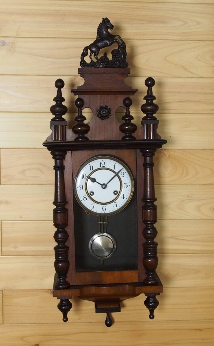 【レア美品】キンツレー 装飾馬飾り付きスリゲル掛け時計 完動品拍卖