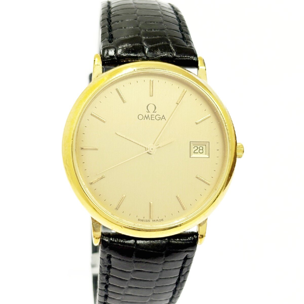 【1円スタート】【訳あり品】OMEGA オメガ デビル ラウンド GP×SS ゴールド文字盤 クオーツ ボーイズ腕時計 581971拍卖