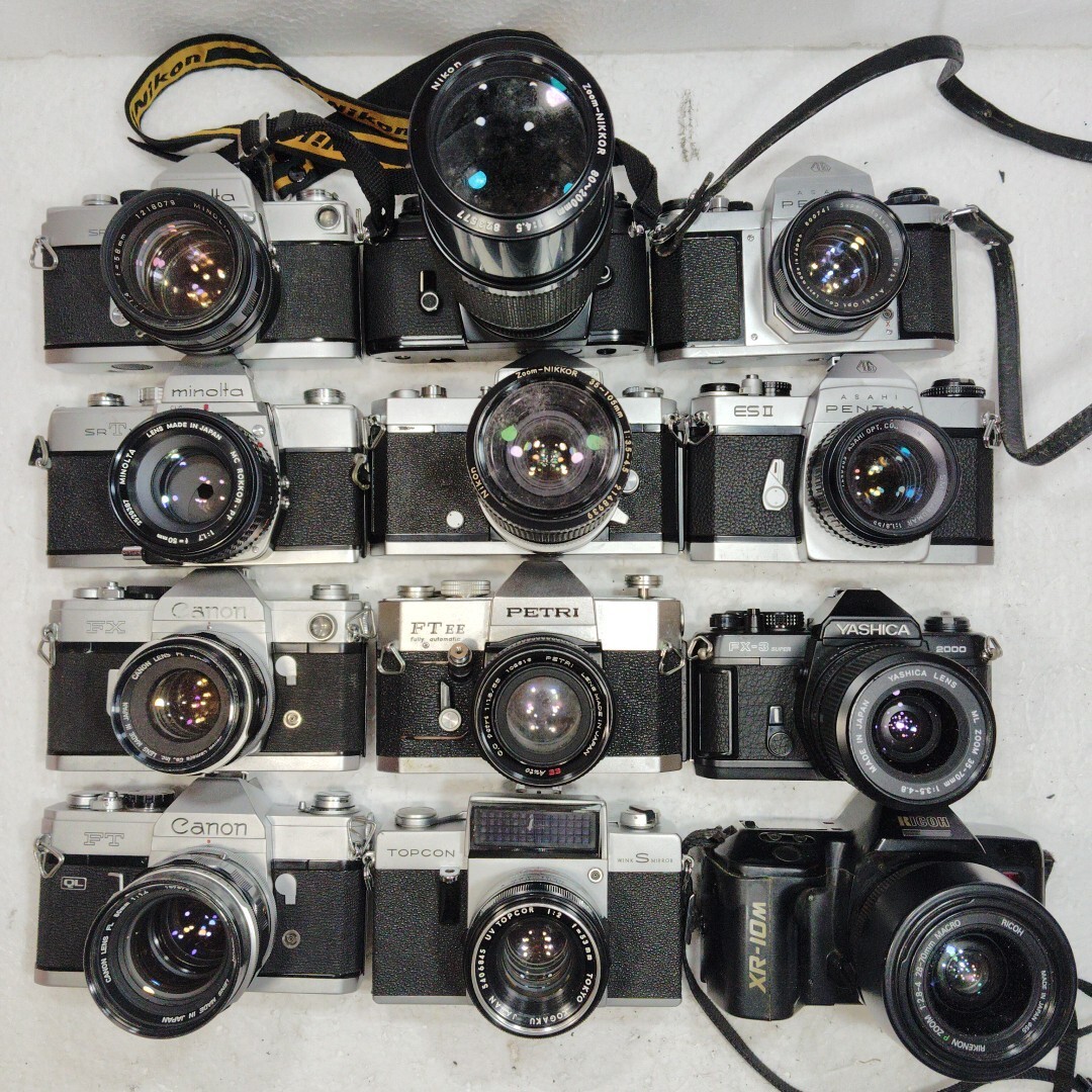 ジャンク カメラ まとめ MF一眼レフ 12台 キヤノン ミノルタ ペンタックス ニコン リコー ヤシカ ペトリ トプコン拍卖