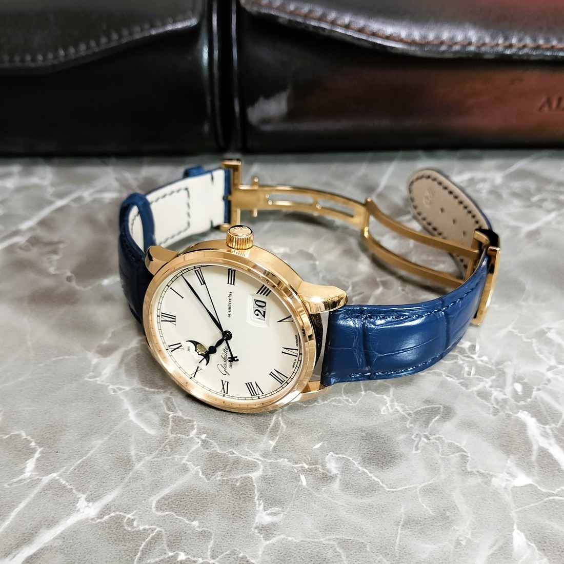 グラスヒュッテ 18K RG セネタ パノラマデイト ムーンフェイズ拍卖