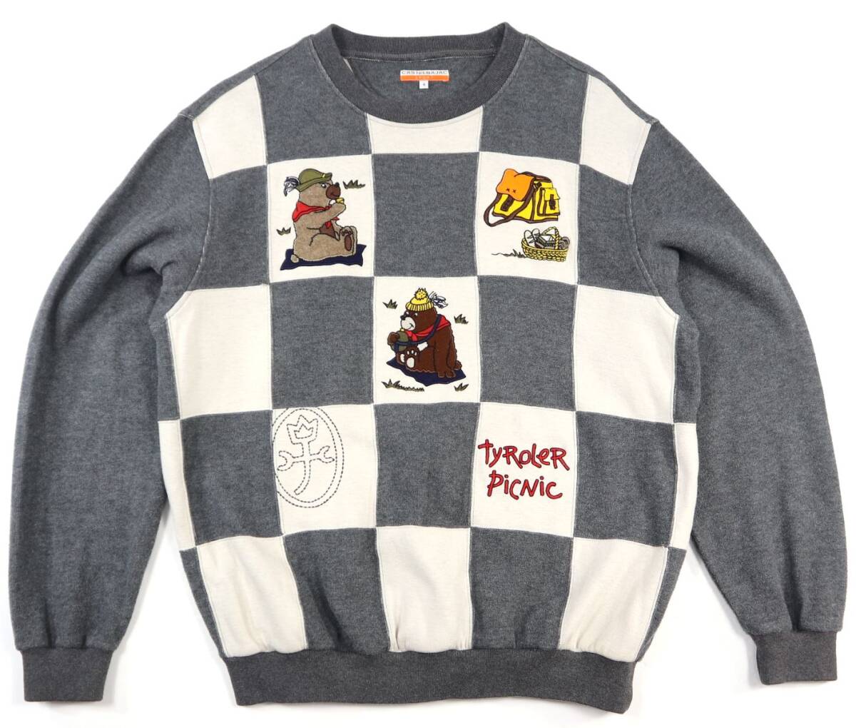 CASTELBAJAC SPORT カステルバジャック パッチワーク風トレーナー/家紋刺繍/スウェット/ゴルフ/サイズ4拍卖