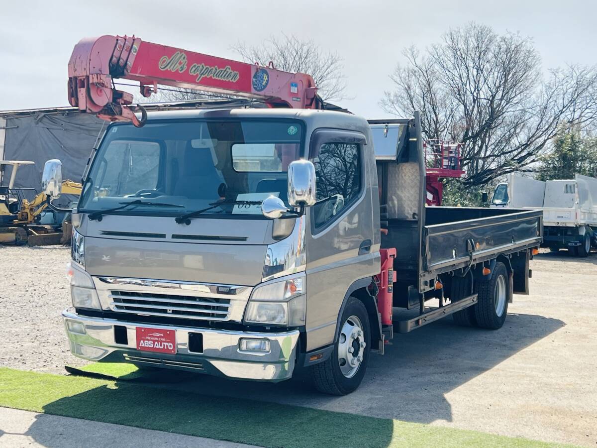 動画あり★平成23年式!三菱キャンター★3トンワイドロング★4段クレーン2010年式★フックイン!ラジコン★車検付き! 5速MT!☆08-25拍卖