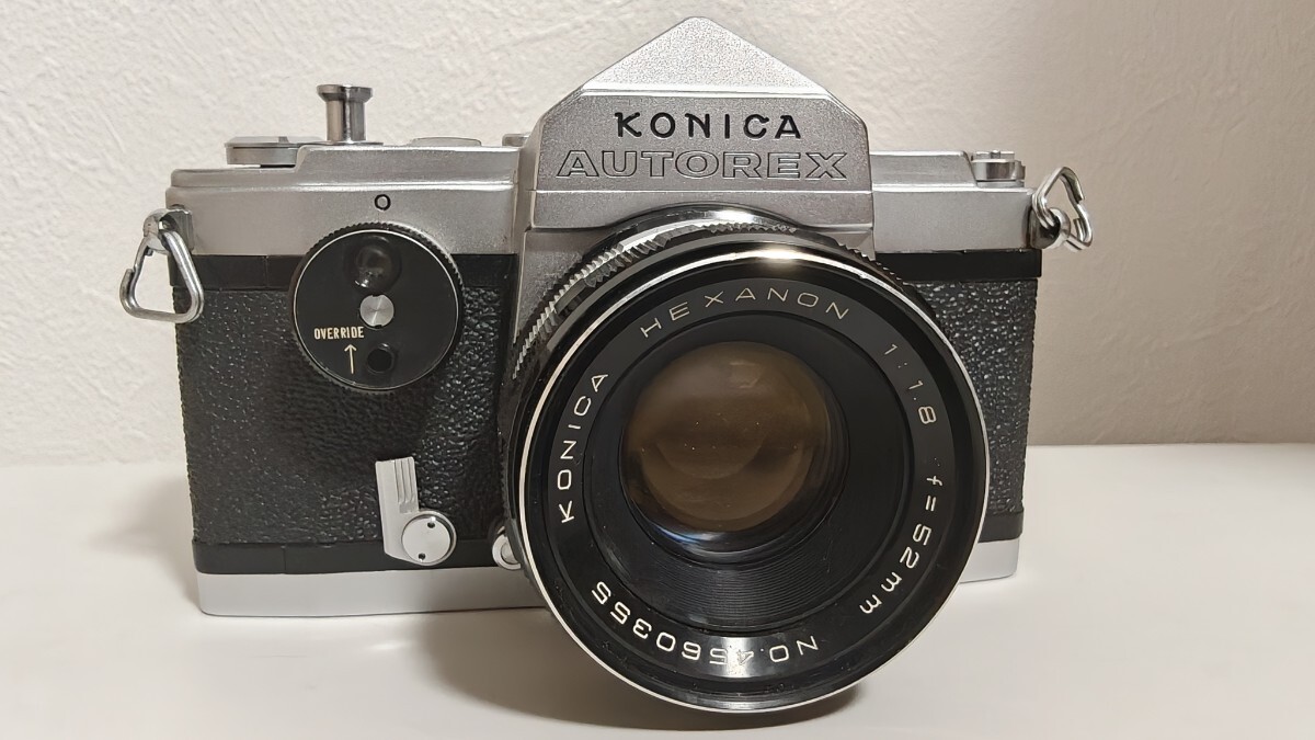 動作品 コニカ フィルムカメラ Konica Autorex + Konica Hexanon 52mm f1.8 レンズ セット ハーフ切替OK 訳あり拍卖