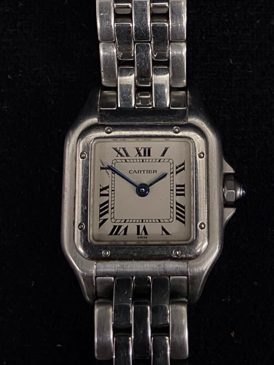 E1004★Cartier カルティエ パンテール SM 1320 SS アイボリー 時計 新品電池交換済み 稼働品拍卖