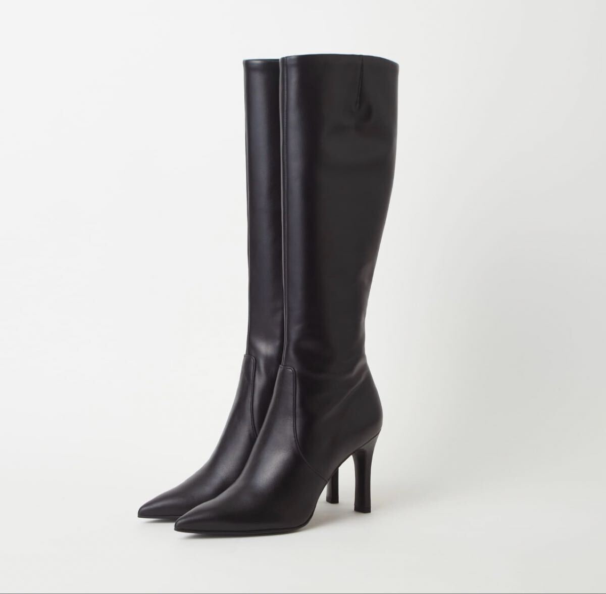 ダイアナDIANAブラックレザーヒールロングブーツ24.5cm拍卖