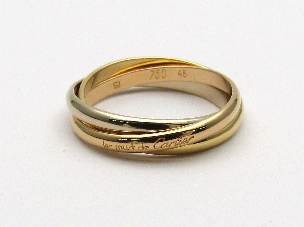 Cartier トリニティリング 750刻印 K18YG/WG/PG 約8号 総重量約3.3g 指輪 アクセサリー 装飾品 カルティエ 1円~ N1218拍卖