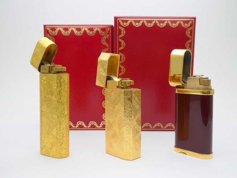 Cartier 3点 まとめ オーバル 楕円形 総柄 ペンタゴン 五角形 ゴドロン 着火未確認 ガスライター 喫煙具 カルティエ 1円~ Z0352c拍卖