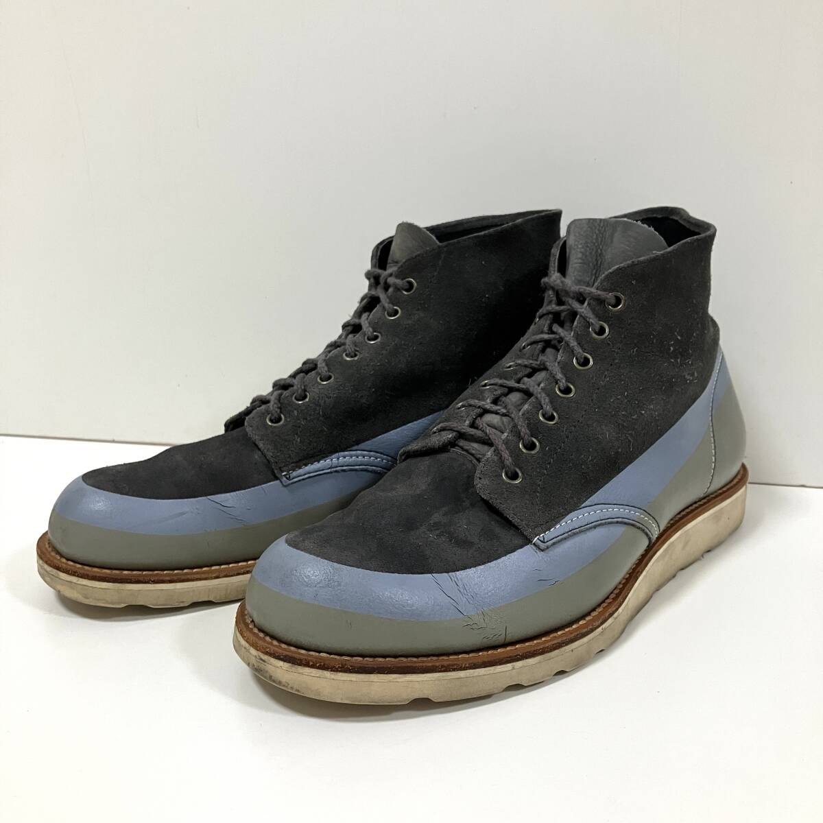 1997AW UNDERCOVER LEAF期 ラインペイント スウェード ブーツ アンダーカバー レザーシューズ 靴 くつ 90s VINTAGE archive 5080422拍卖