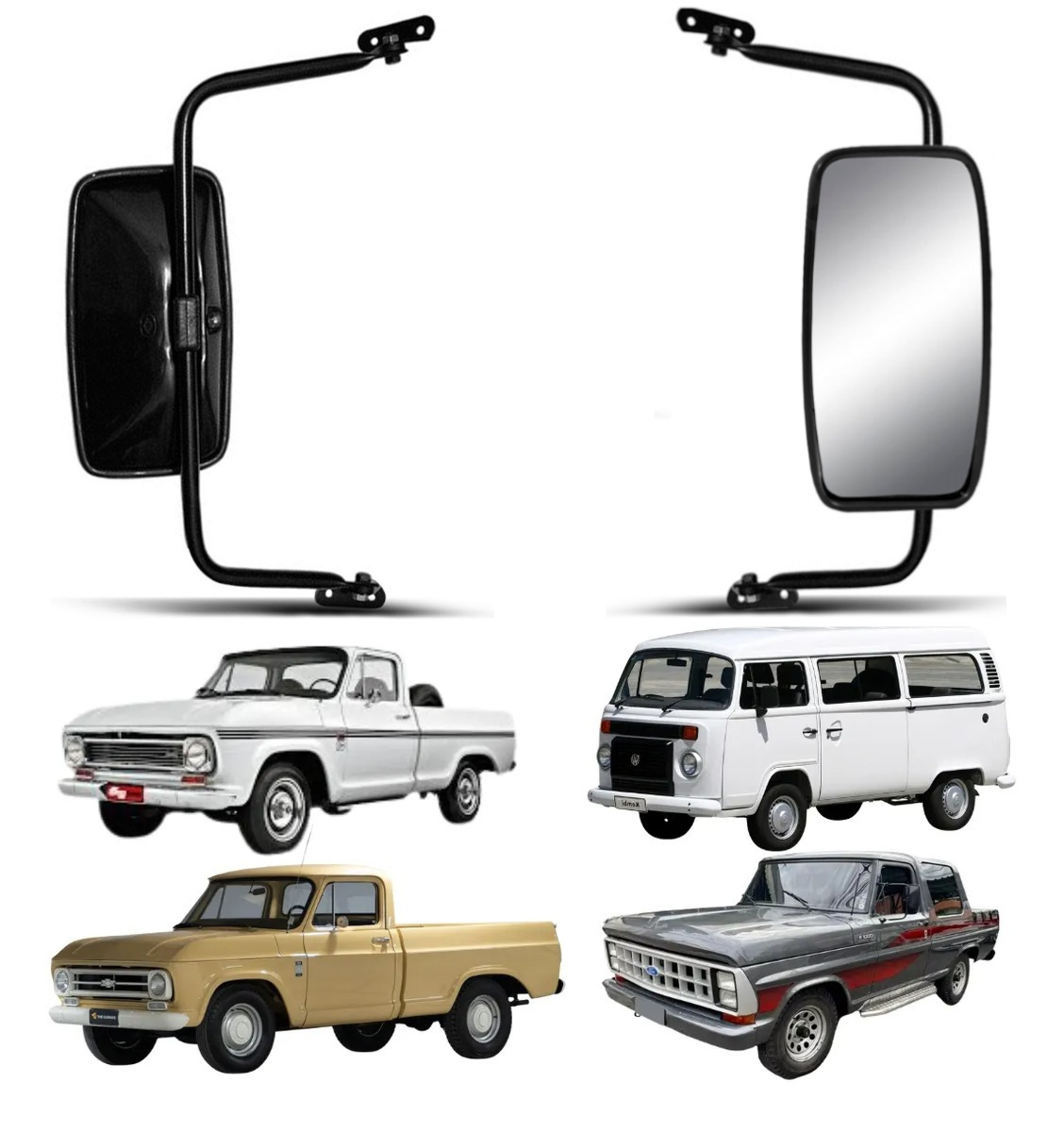 左右 ペア 2個セット 外 アウト サイドミラー ビュー トラック ピックアップ ブラック 黒 ワーゲン VW T2 バス シボレー フォード トヨタ拍卖