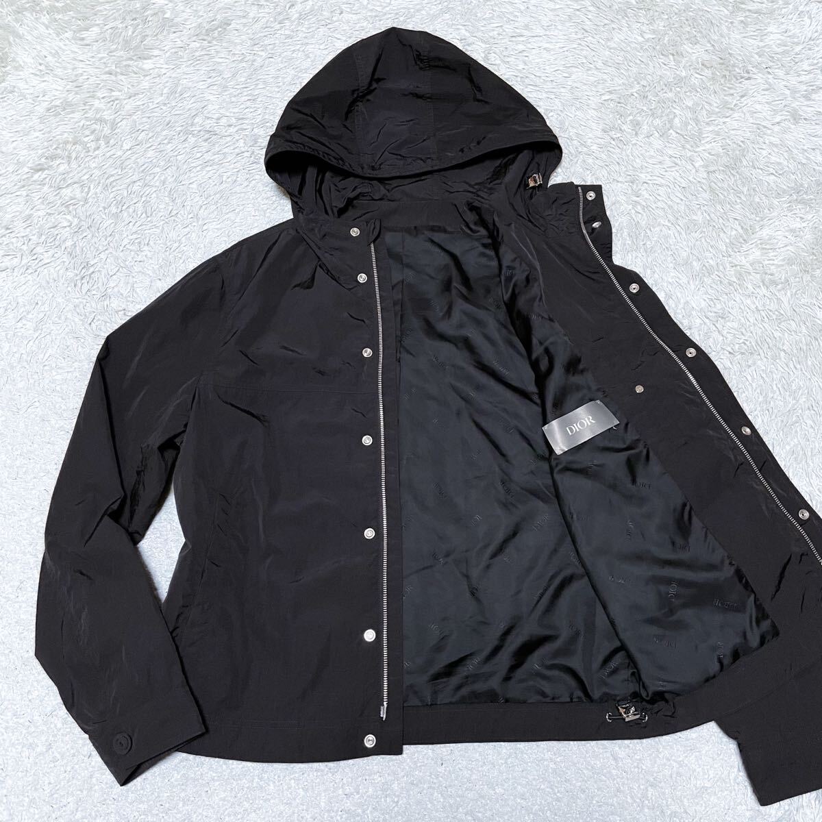 DIOR ディオールオム 23SS ナイロン ジャケット ブルゾン Christian Dior couture刺繍 裏地ロゴ総柄 343C433A5525 メンズ サイズ44 S〜M 黒拍卖