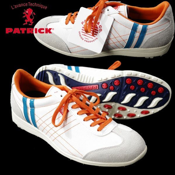 新品1円~★定価2.5万 Palms&co.× PATRICK コラボ メンズ 日本製 ゴルフ スニーカー シューズ 43 27.0cm 白 PTRK-9SH01 M221 ◆B3122◆拍卖