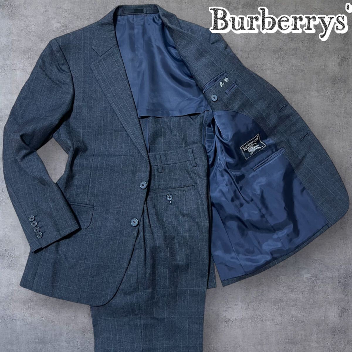 【極美品】バーバリー Burberrys セットアップ スーツ 灰ブレ 刺繍入り モヘア混 A4 M 背抜き BURBERRY バーバリーズ ビジネススーツ拍卖