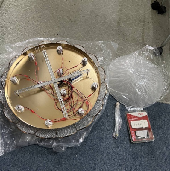 ▼大型トラック用 LED トラックシャンデリア ゴールド 円形 クリスタル調 カバー+リモコン付 デコトラ ▼A82020拍卖