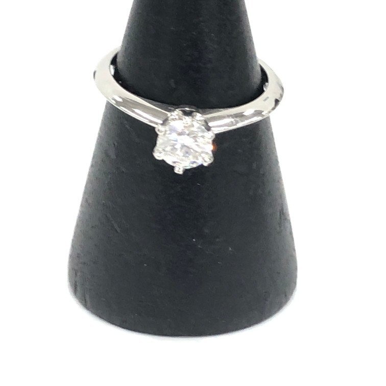 TIFFANY&Co. ティファニー ソリティア ダイヤモンドリング 8号 PT950 D0.45CT 総重量3.64g 18686694 鑑定書付き【ECAU2006】拍卖