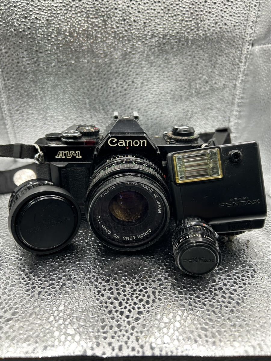 Canon キャノン カメラ フィルムカメラ フィルム一眼レフカメラ AV-1 PENTAX ペンタックス AF130P SKYLIGHT レンズ まとめ4点拍卖