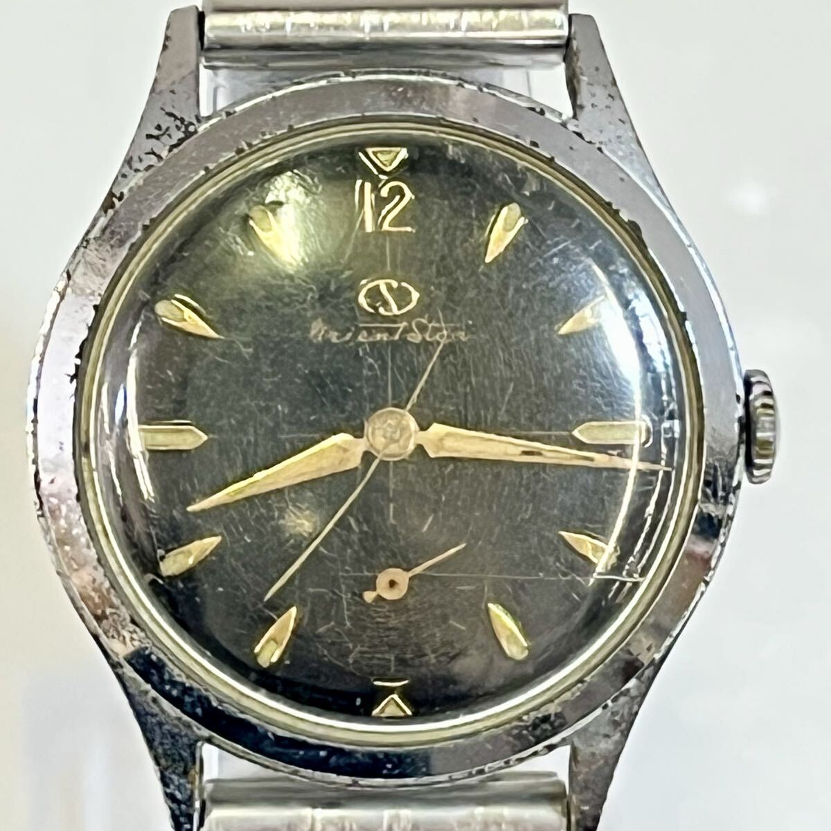 【YES035】1円~ Orient Star S12071 手巻式 稼働 傷汚れ破損あり 本体のみ メンズ 腕時計 オリエントスター シルバー 現状品拍卖