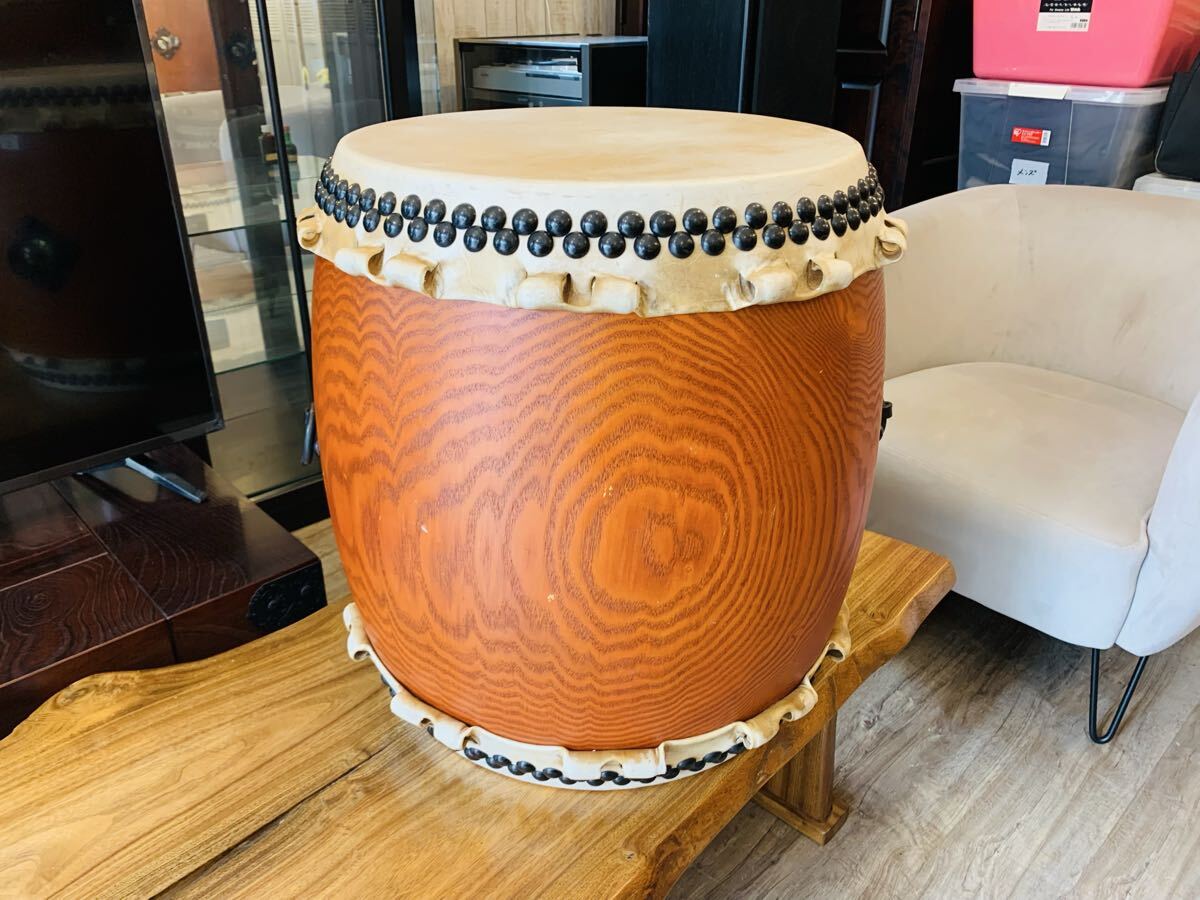 【1円スタート】 ⑦ 長胴太鼓 宮太鼓 48cm 和太鼓 太鼓 和楽器 破れなし拍卖