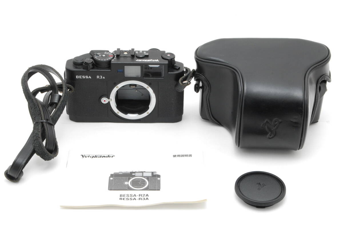【超美品 保障付 動作確認済】 Voigtlander フォクトレンダー Bessa R3A Black レンジファインダー 35mm フィルムカメラ ケース付 #V2128拍卖