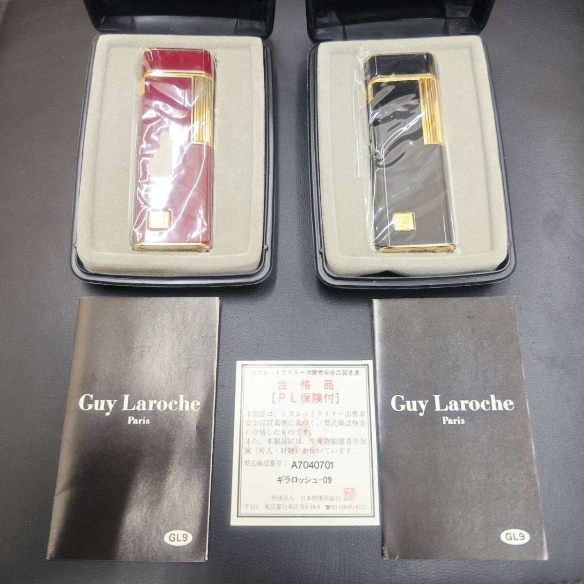 〇●未使用 2個 Guy Laroche■ギ・ラロッシュ ガスライター■ローラー式 赤 黒拍卖