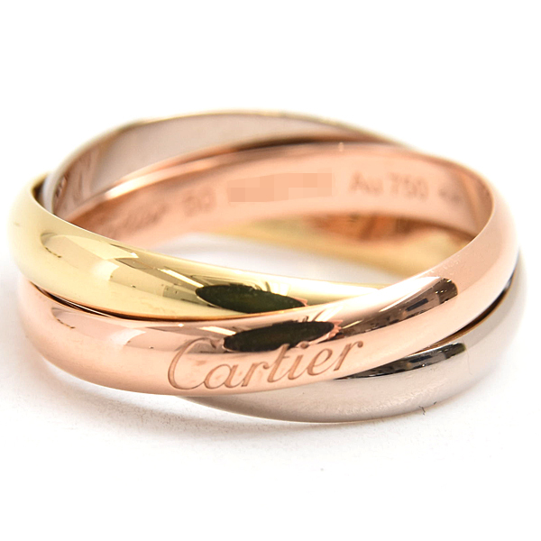 カルティエ 指輪 レディース トリニティ リング 50号 ゴールド Cartier 750YG×WG×PG 中古拍卖