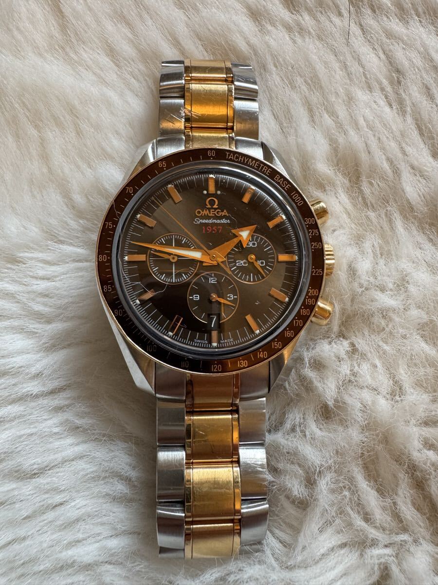 1円スタート 美品 オメガ OMEGA スピードマスター ブロードアロー 1957 コーアクシャル ブラウン メンズ 時計 自動巻き拍卖