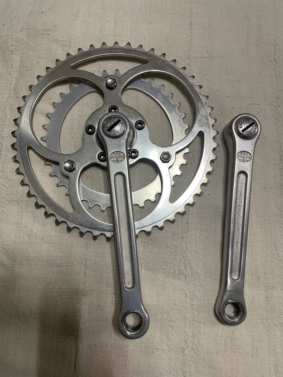 美品 ビンテージ クランク SUGINO スギノ プロダイ ルネパターン チェーンリング ランドナー スポルティーフ 49T 36T拍卖