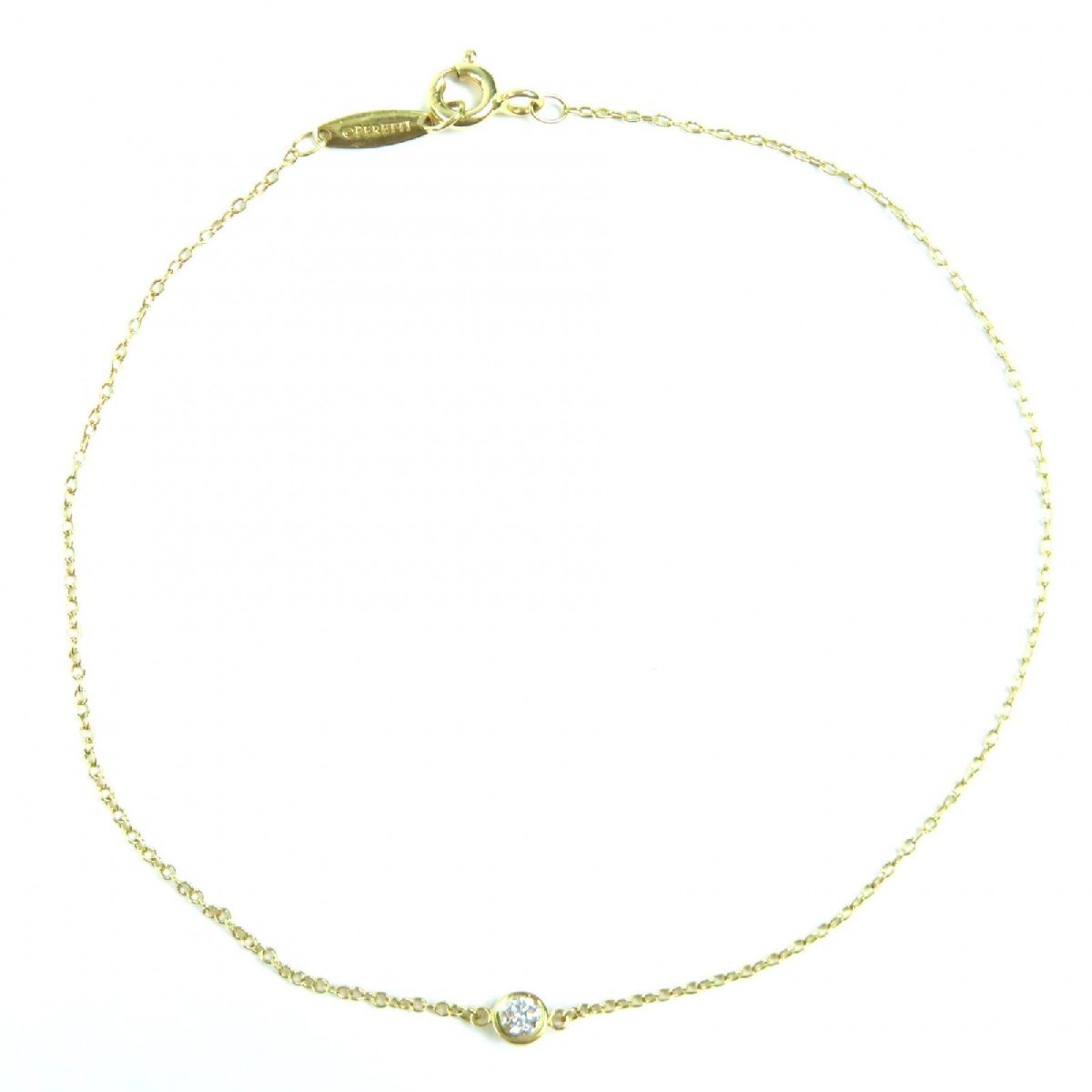 美品◇ティファニー エルサペレッティ バイザヤード 750YG ダイヤモンド約0.03ct 枠直径3.72mm ブレスレット 重量0.94g 定価144100 現行拍卖