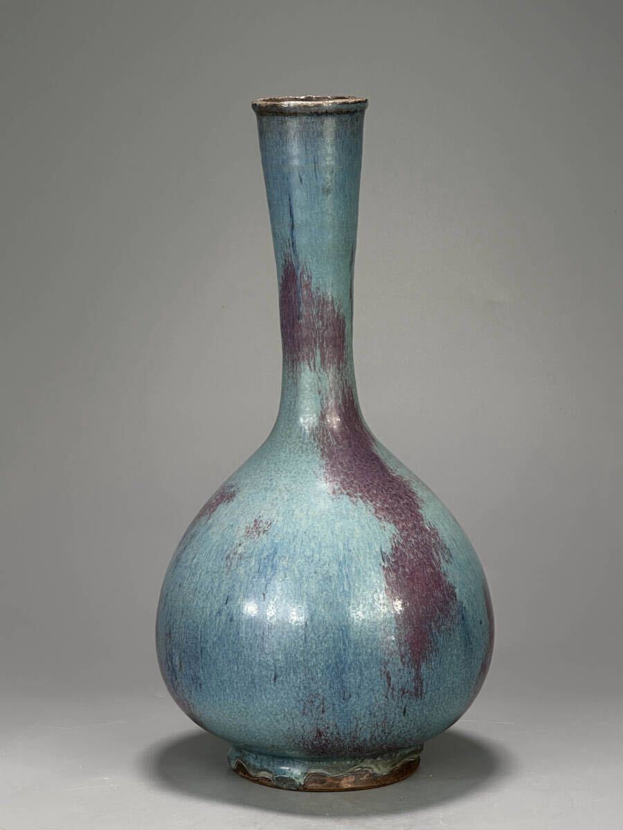 UM13-3L 中国美術 元時代 鈞 鈞窯 花瓶 花器 花入 時代物 唐物拍卖