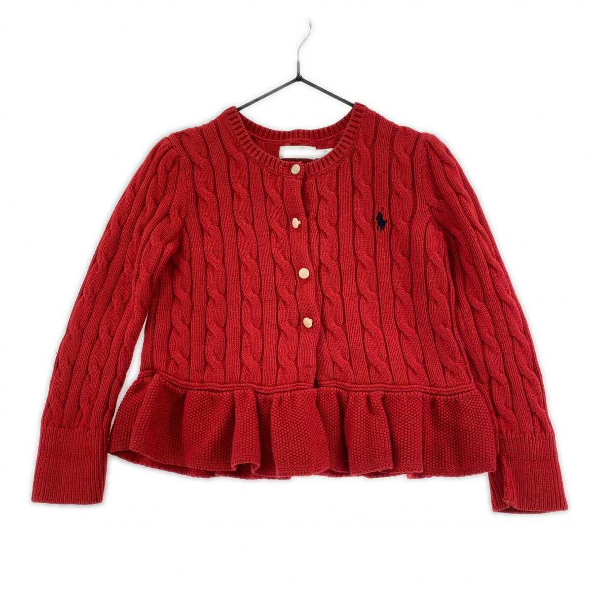Ralph Lauren ラルフローレン ケーブル編み ニット カーディガン size24M/90/52/レッド拍卖