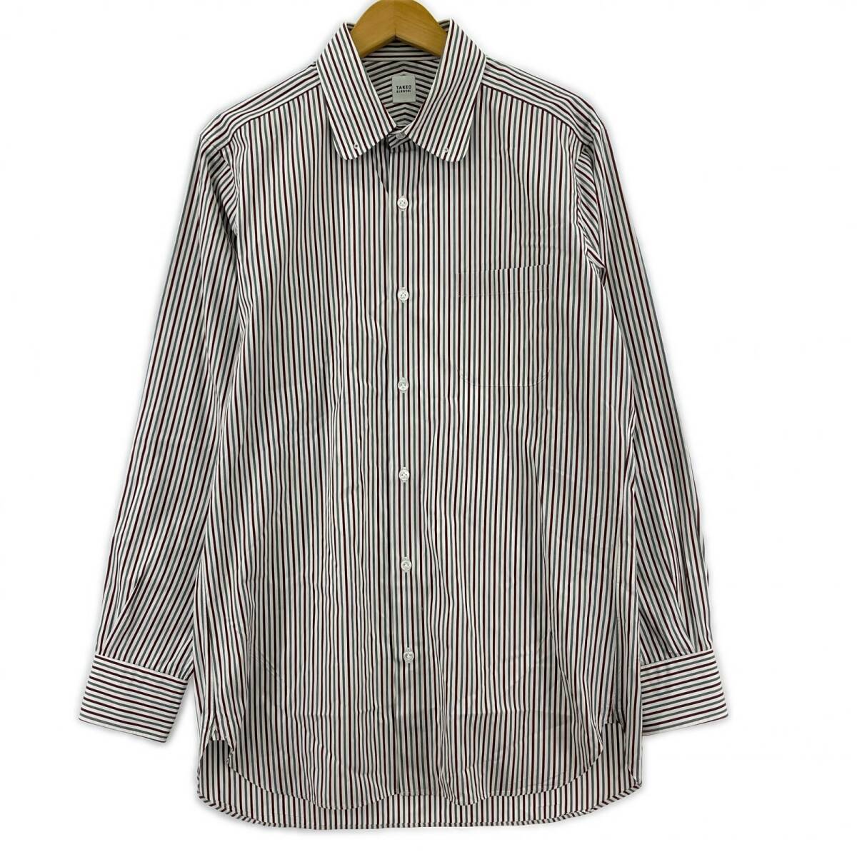 TAKEO KIKUCHI タケオキクチ ストライプ 長袖シャツ size表記なし/ホワイト×グレー×ボルドー ゆうパケットOK拍卖