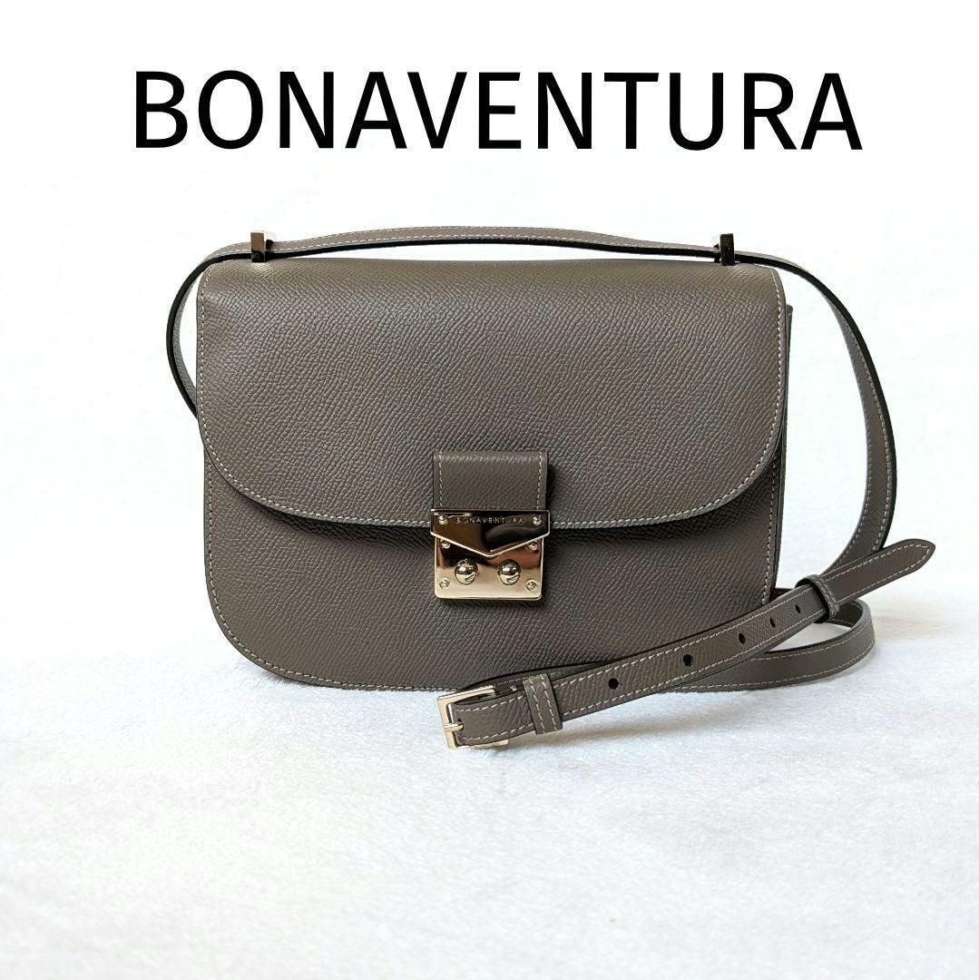 1円 【人気】BONAVENTURA ボナベンチュラ Stella ステラ ショルダーバッグ ノブレッサレザー エトープ 鞄 バッグ カバン 金金具拍卖