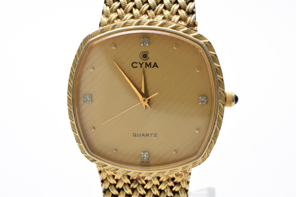 CYMA QUARTZ シーマ クォーツ ラウンド スクエア 腕時計 メンズ レディース 3針 ゴールド 604拍卖