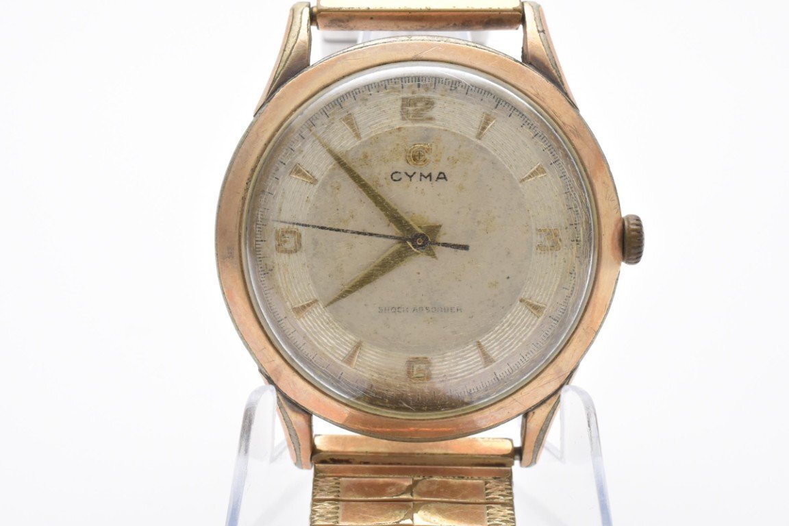 稼働品 シーマ 手巻き ラウンド ゴールド 3針 エバータイプ ヴィンテージ メンズ 腕時計 CYMA拍卖