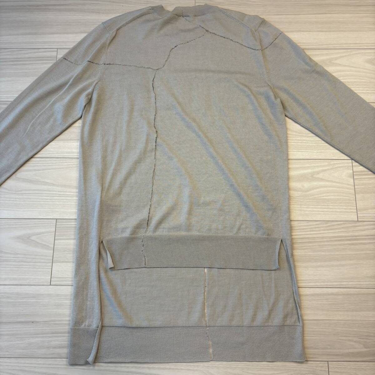 21『極美品・現行タグ』 DIOR ディオール メンズ ウール シルク ニット セーター ビッグロゴ ひび割れ加工 グレー系 M相当拍卖