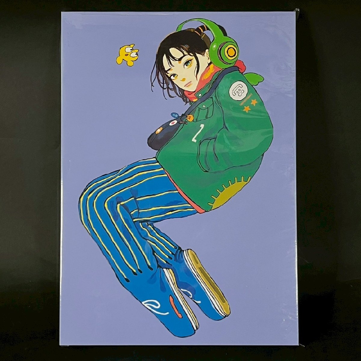 CV0223-4-3 ざしきわらし イラスト 作品 背景 紫 絵 絵画 キャンバス アート 人物 美術 置物 鑑賞 H42㎝ W30㎝ D2㎝ 100サイズ拍卖