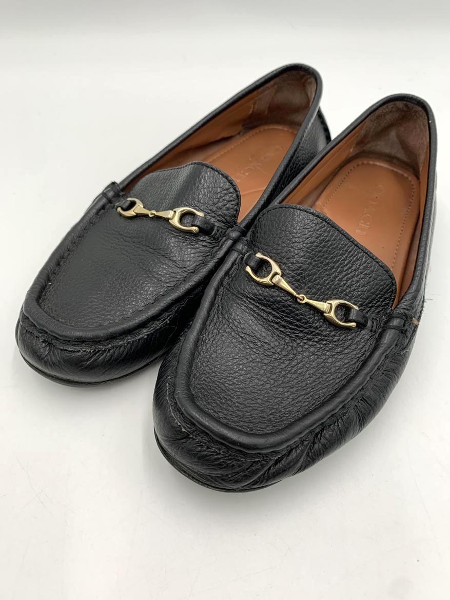 COACH コーチ FG4581 ゴールド金具 メイビス レザー ローファー シューズ sizeUS6.5/ブラック ■■ レディース □拍卖