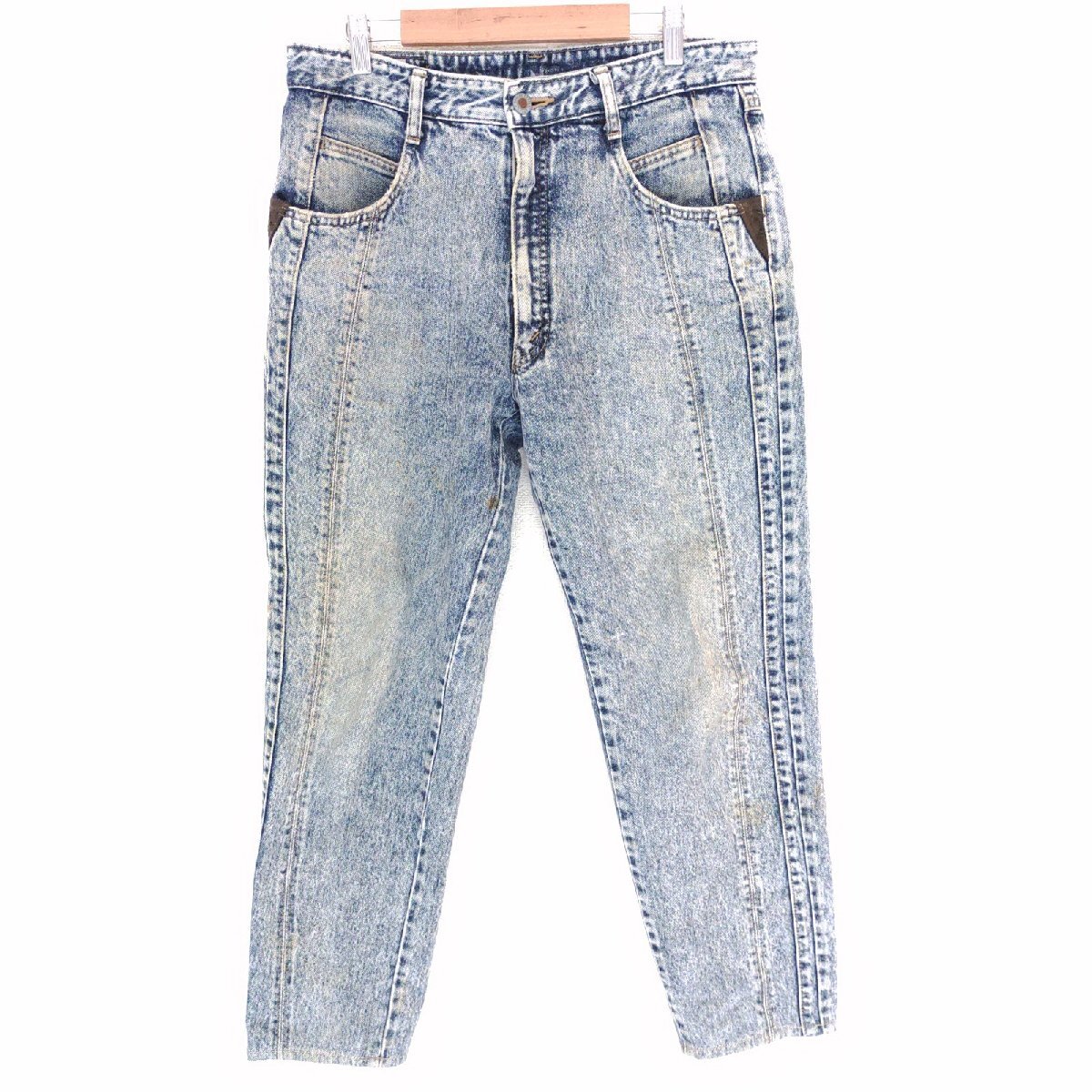 (^w^)b BOBSON ボブソン 80s 90s ビンテージ ジッパー ケミカルウォッシュ デニム パンツ ジーンズ ジーパン ズボン ボトムス 紺 O17276DD拍卖