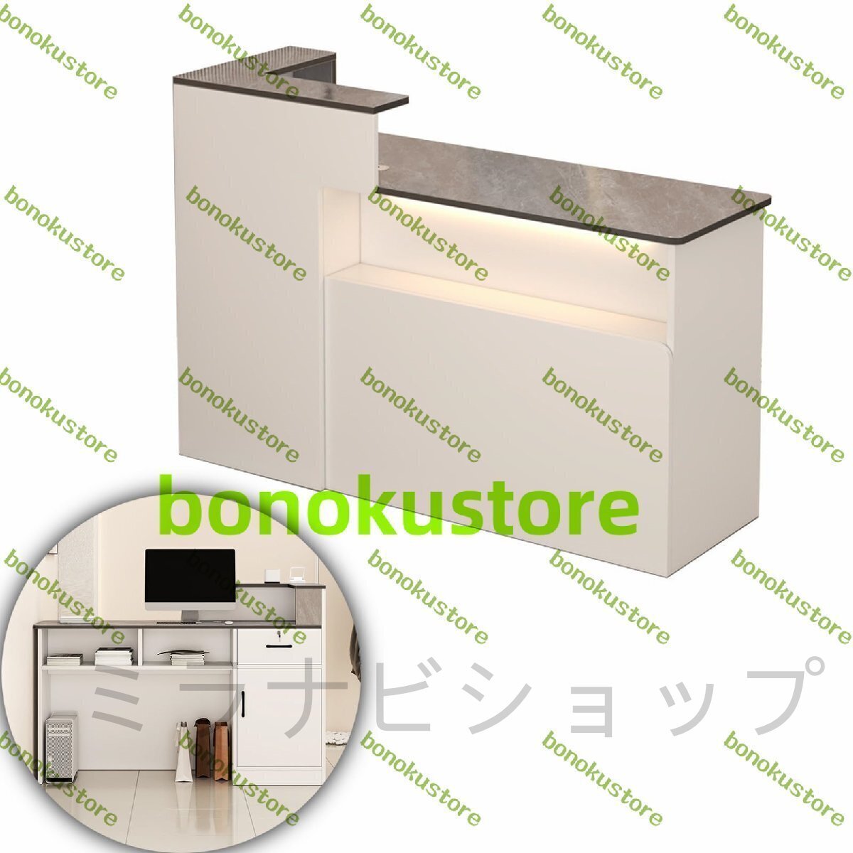 モダンな受付デスク 小さな受付テーブル カウンター付き受付デスク 受付デスク ロック可能な引き出し付きレジフロントデスク (100CM)拍卖