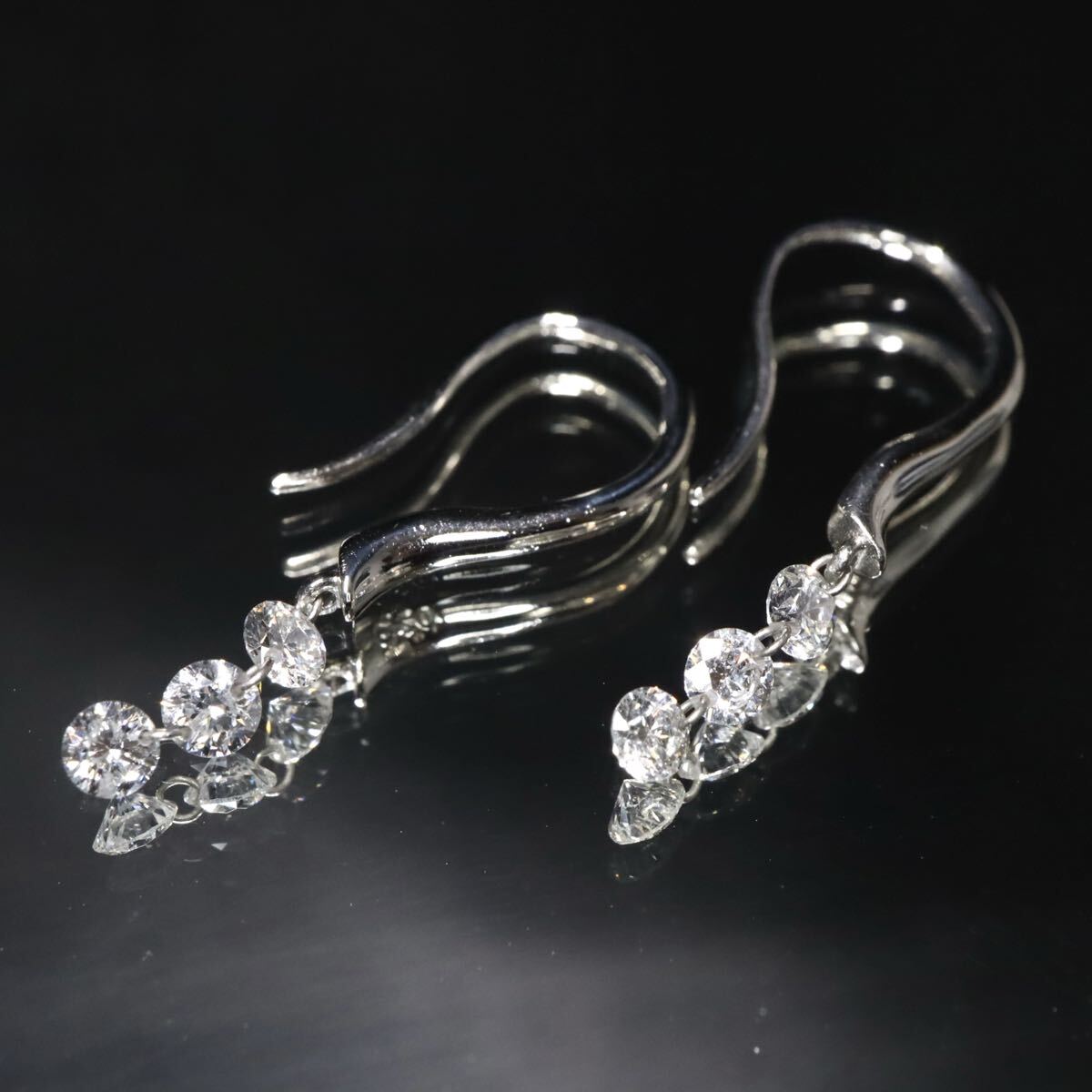 Pt900!!0.20/0.20ct!!◆天然ダイヤモンドピアス◆M 約1.3g diamond pierce jewelry ジュエリー 3連 EA6/ X833拍卖