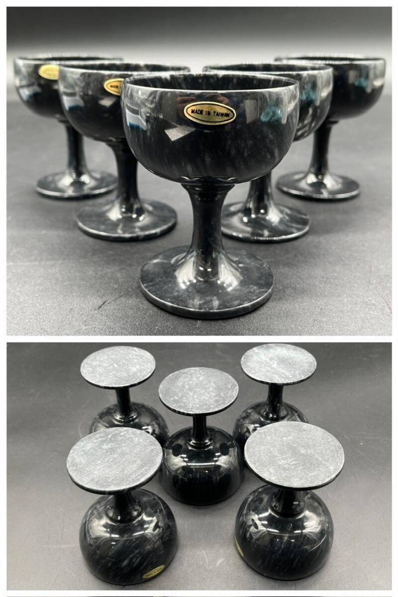 台湾製 大理石 石杯 5客 直径7.7×高9.8㎝ 170g 盃 杯 天然石 グラス 酒器 古玩 骨董 酒 工芸品 石製杯 (21202)拍卖