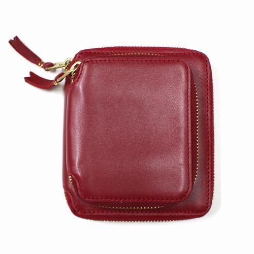 Wallet COMME des GARCONS ウォレット コムデギャルソン Classic Leather Outside Pocket Wallet 二ツ折ZIP財布 レッド拍卖