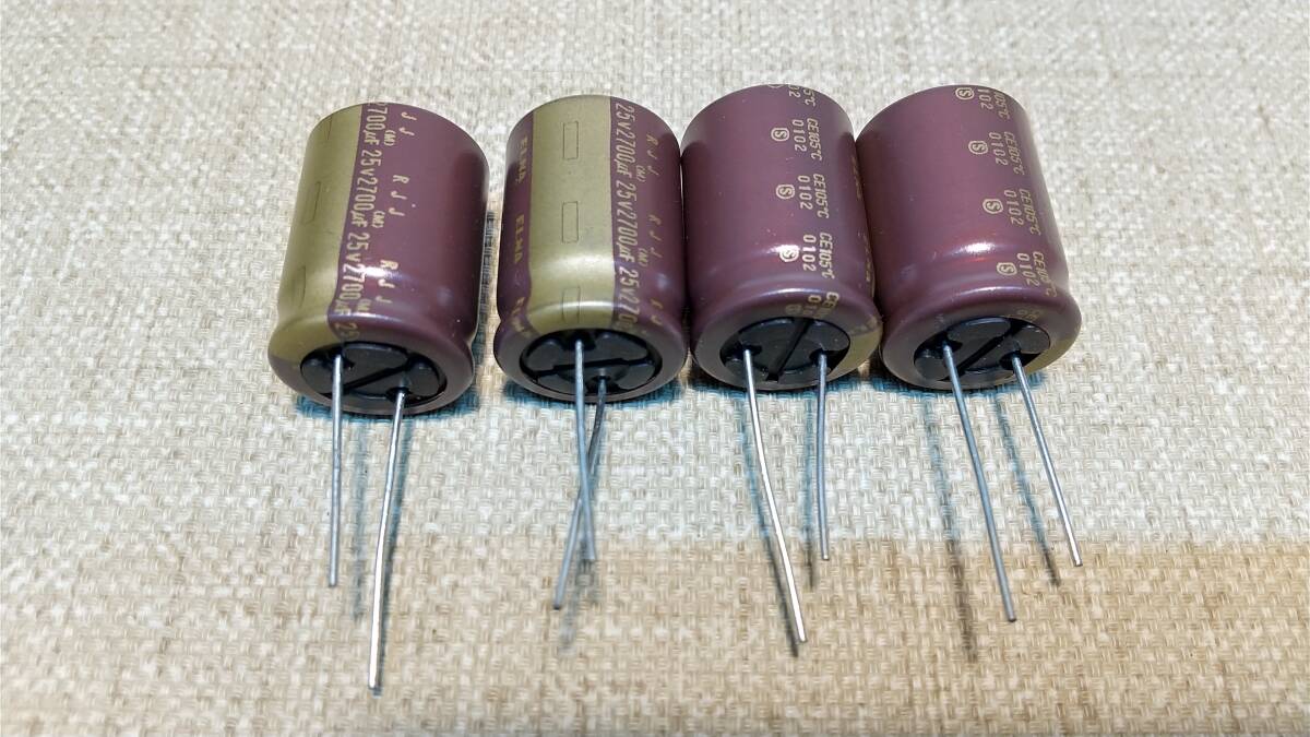 ELNA 105℃対応 高信頼性低インピーダンス アルミ電解コンデンサ RJJ 25V 2700μ 4個拍卖